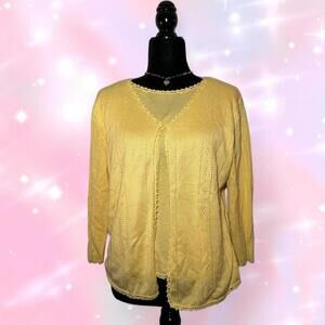 Y2K 2000s Yellow Tanjay Tank Top With Built In Cardigan